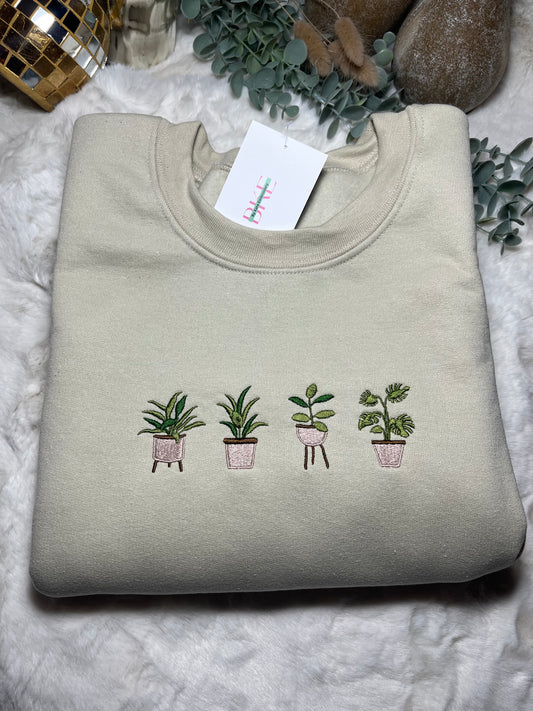 Embroidered plants sweatshirt