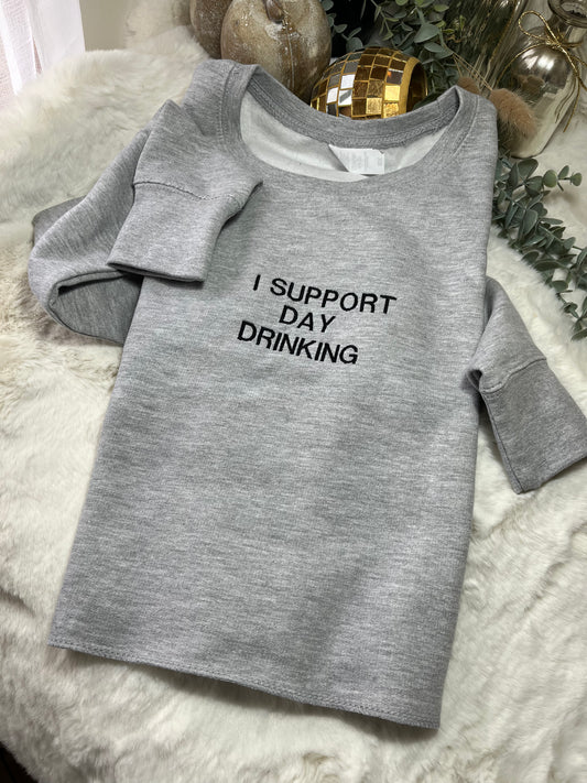 'I support day drinking' crop sweatshirt